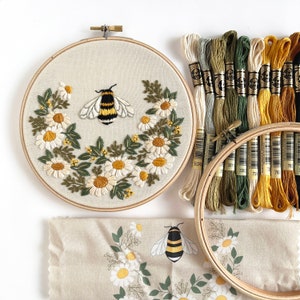 Bee & Daisies Hand Embroidery Kit.