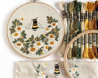 Bee & Daisies Hand Embroidery Kit.