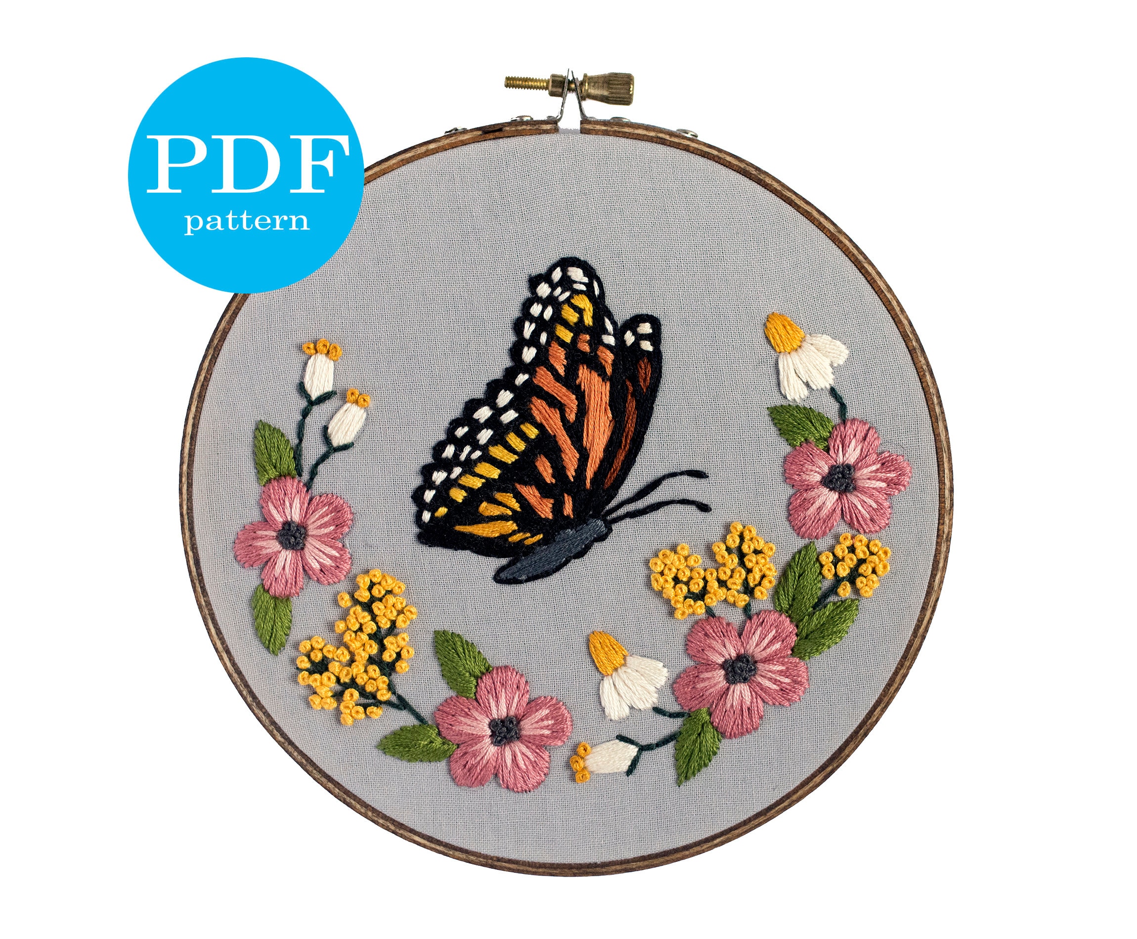Monarch Butterfly Embroidery Pattern. Beginner Embroidery Etsy Australia