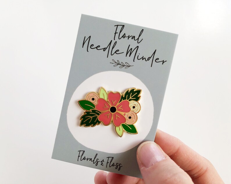 Floral Needleminder Enamel Needleminder Etsy