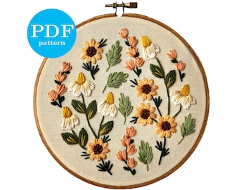 Motif de broderie de fleurs sauvages d'été