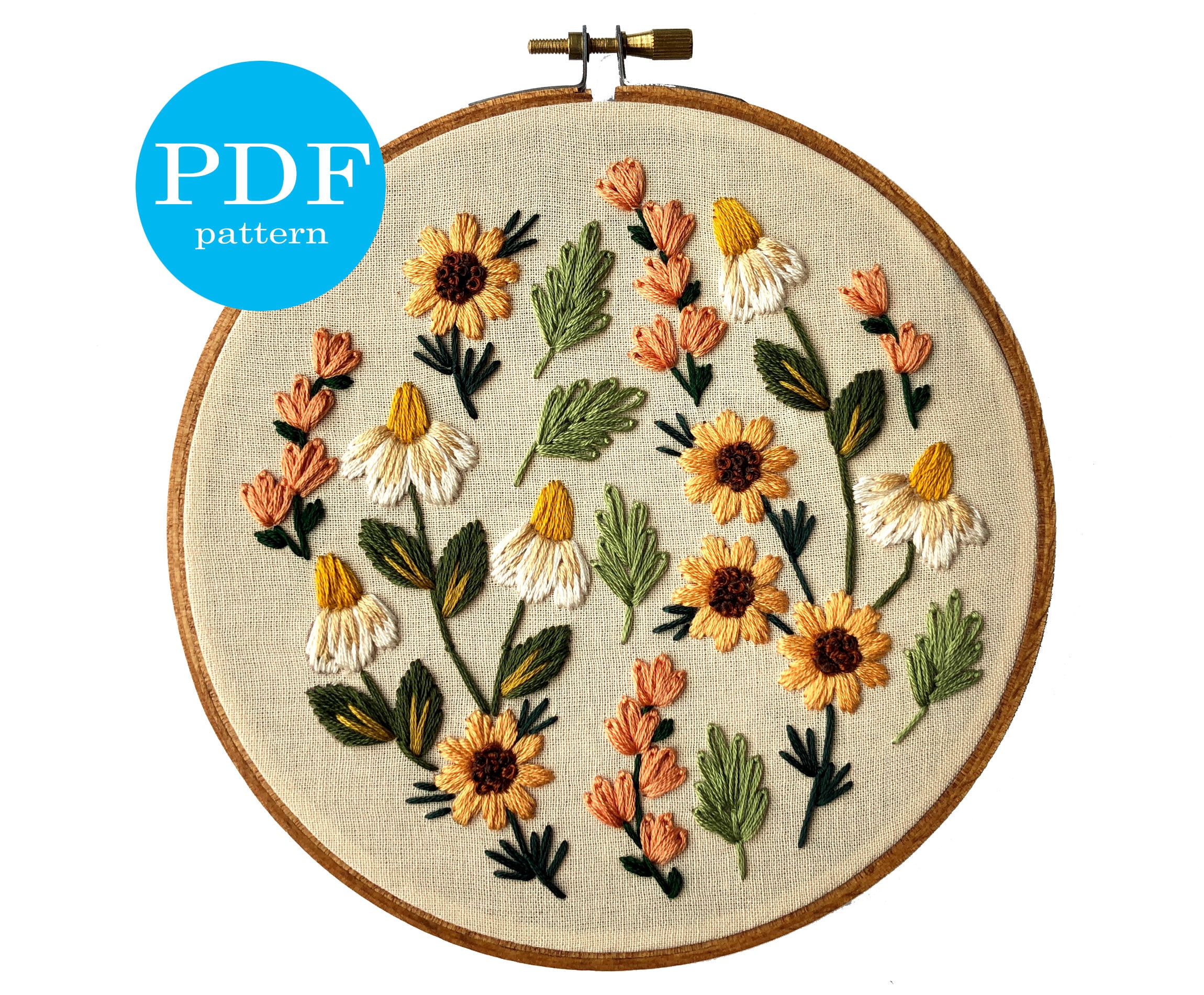Embroidery Pattern. Summer Wildflowers Embroidery Pattern. Etsy UK