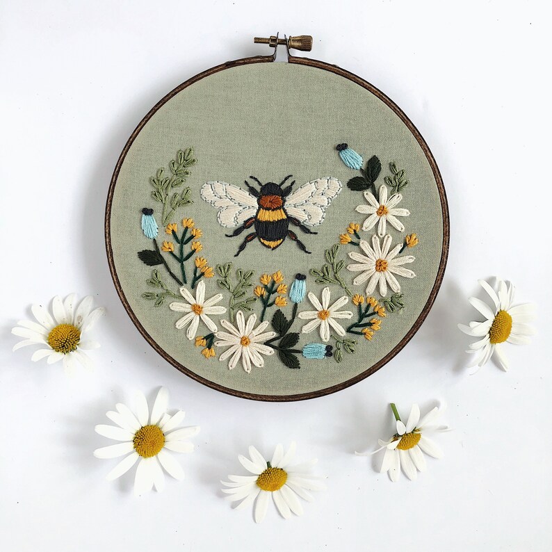 Honey Bee Embroidery Kit DIY embroidery DIY home decor Etsy