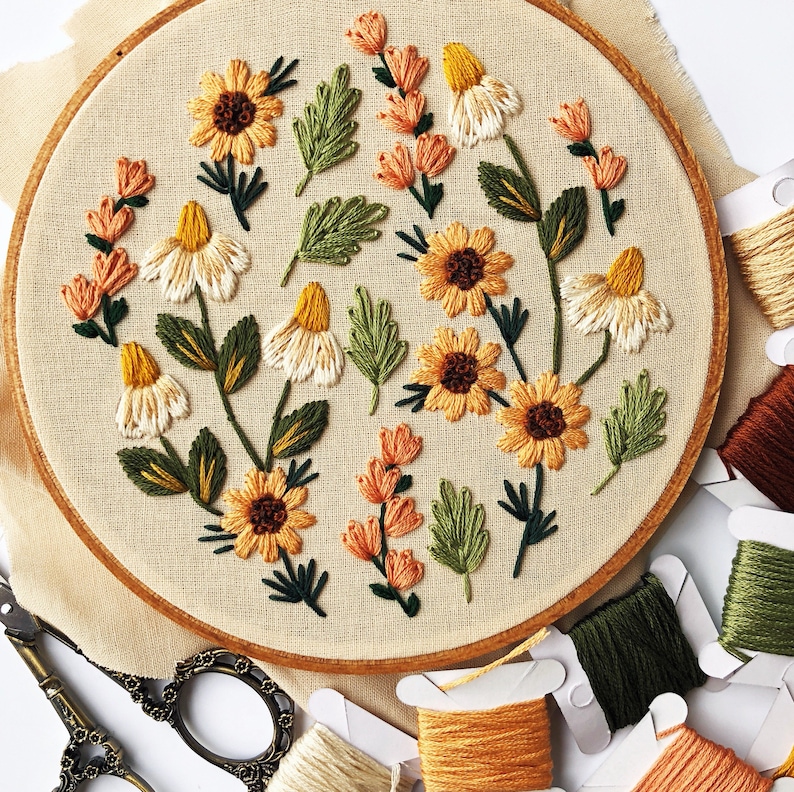 Embroidery Pattern. Summer Wildflowers Embroidery Pattern. Etsy