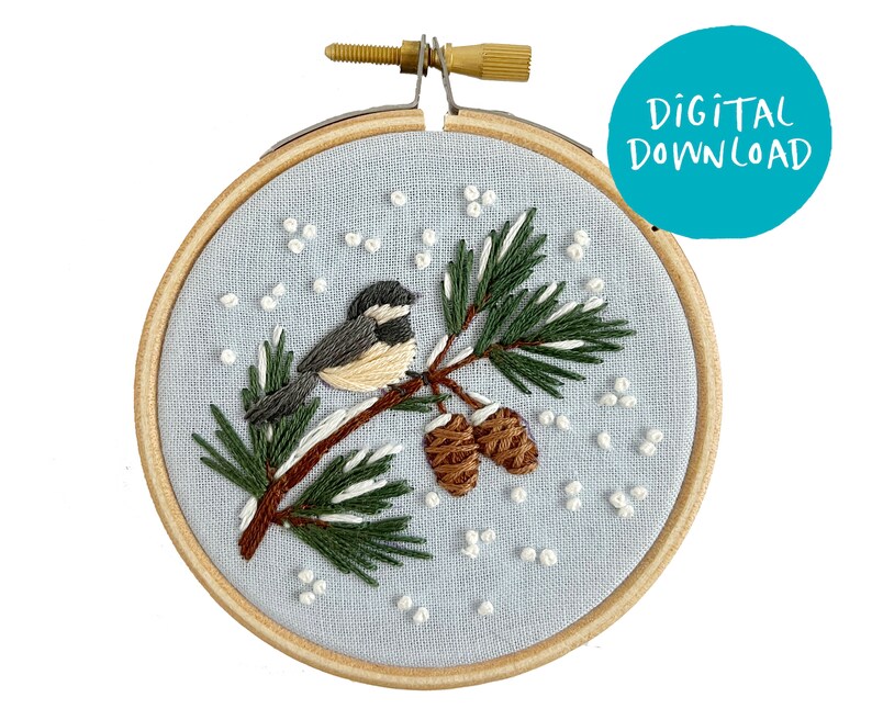 Chickadee Ornament Embroidery Pattern. Beginner Embroidery. - Etsy