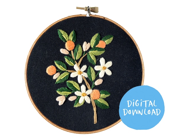 Clementine Embroidery Pattern: Beginner Floral Design (PDF)