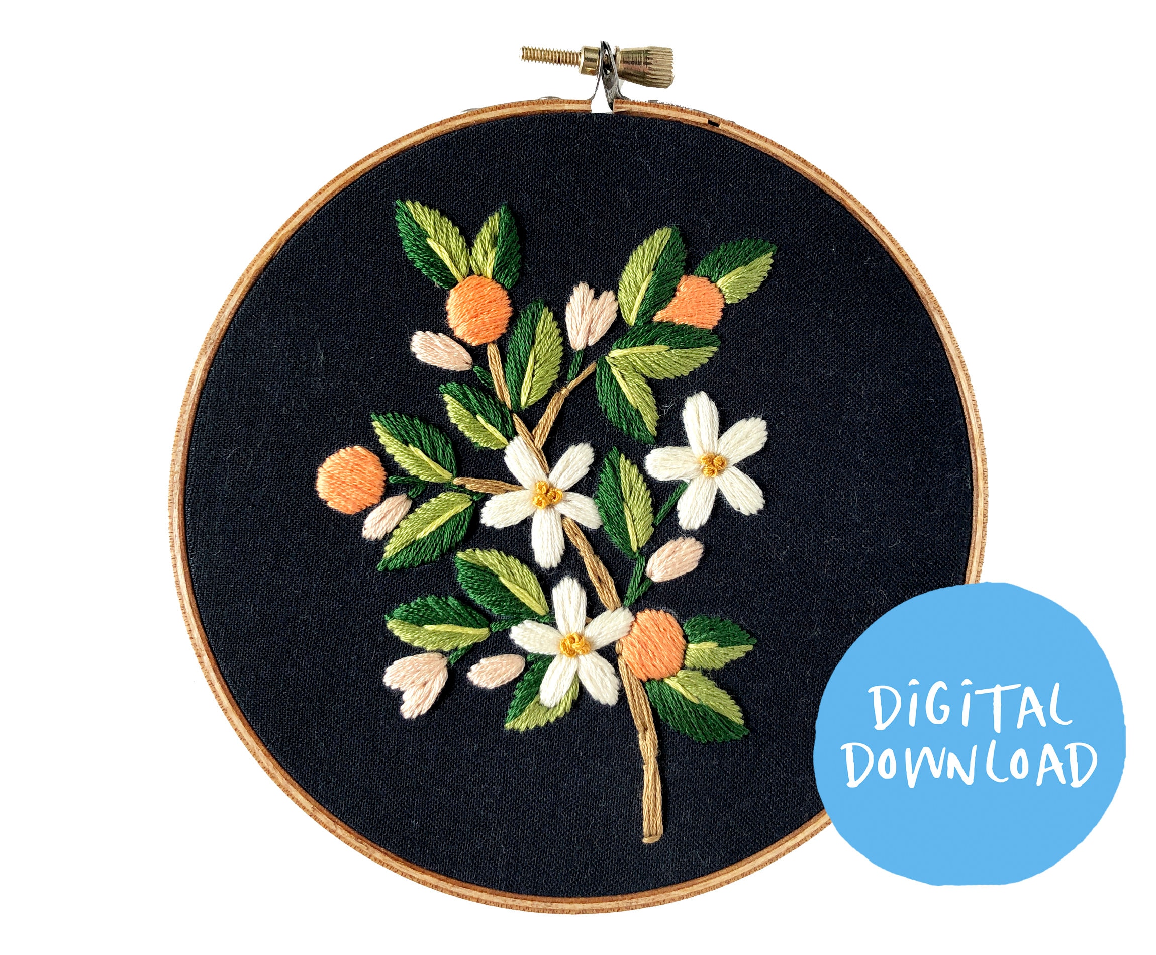 Clementine Embroidery Pattern: Beginner Floral Design (PDF)