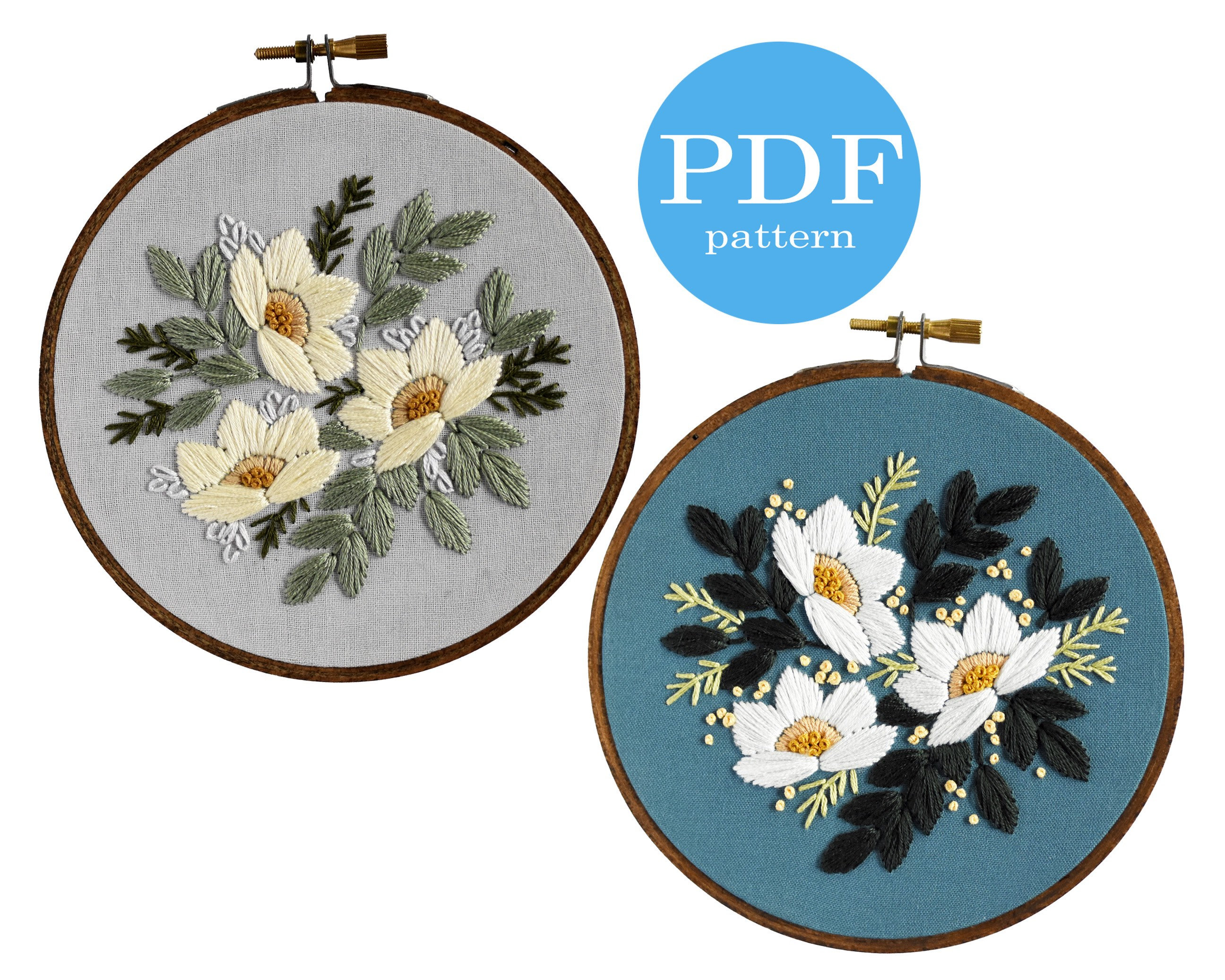 Magnolia Blossoms Embroidery Pattern. Beginner Embroidery. PDF Etsy UK