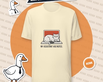 Cat Assistant Has Notes Tee, Remote Work Humor, Cat Mom Dad Gift