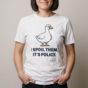 I Spoil Them It's Policy Funny Goose Grandparent Shirt, Christmas Gift for Grandma or Grandpa, Silly Goose Holiday T-Shirt image 2