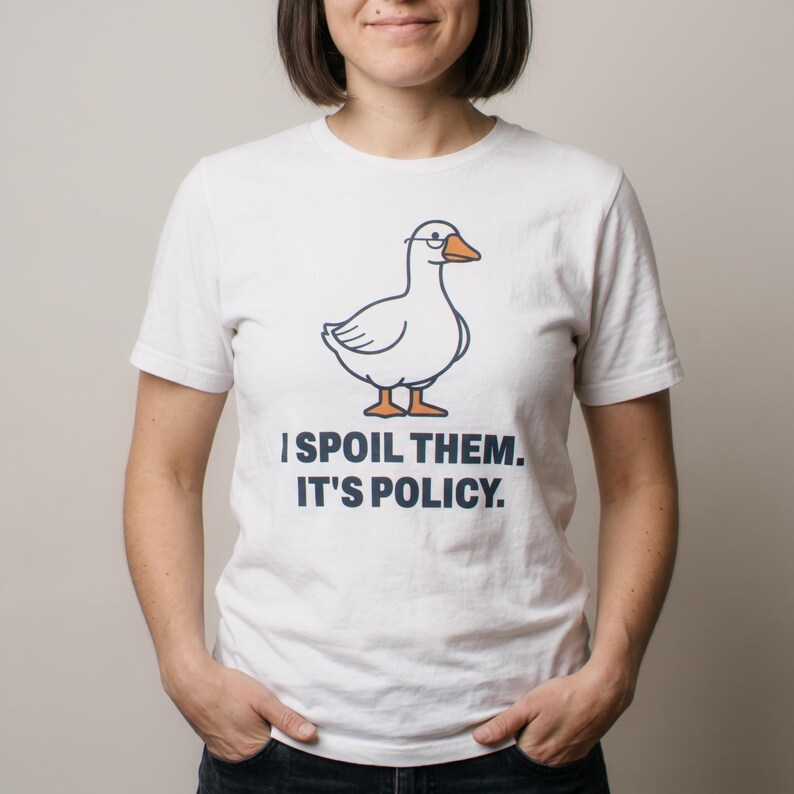 I Spoil Them It's Policy Funny Goose Grandparent Shirt, Christmas Gift for Grandma or Grandpa, Silly Goose Holiday T-Shirt image 2