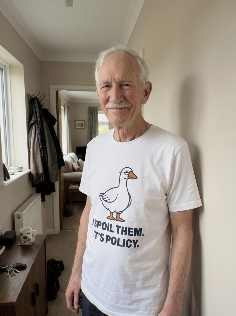 I Spoil Them It's Policy Funny Goose Grandparent Shirt, Christmas Gift for Grandma or Grandpa, Silly Goose Holiday T-Shirt image 1