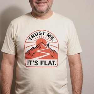 Funny Hiking Partner T-Shirt, Mountain Trail Risograph Tee, Hiker Gift image 1