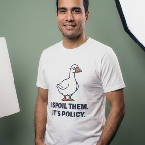I Spoil Them It's Policy Funny Goose Grandparent Shirt, Christmas Gift for Grandma or Grandpa, Silly Goose Holiday T-Shirt image 3