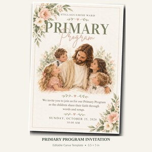 LDS Primary Program Invitation, Editable Canva Template, Printable Church Invitation