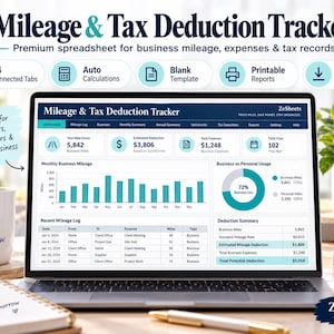 Registro de kilometraje y deducciones fiscales / Registro de gastos empresariales (plantilla de Excel)