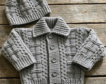 IFAEN:  Baby Boys Cardigan Knitting Pattern PDF