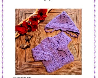 AMBA:   Baby Girls  Cardigan Pdf Knitting Pattern