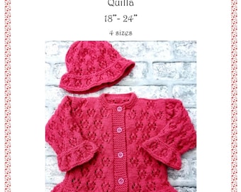 QUILLA:  Baby Girls Frilly Cardigan Knitting Pattern Pdf
