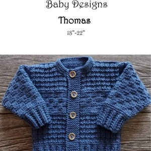 THOMAS:  Baby Boys Cardigan Knitting Pattern PDF