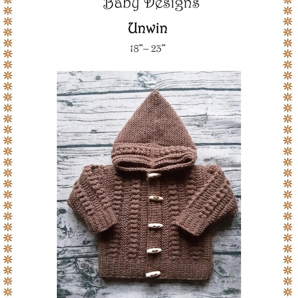 UNWIN:  Baby Boys Hooded Jacket Pdf Knitting Pattern