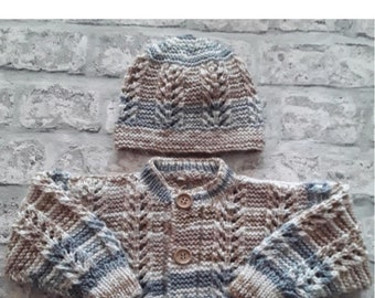 BENJY:  Baby Boys' Jacket + Hat Pdf Knitting Pattern