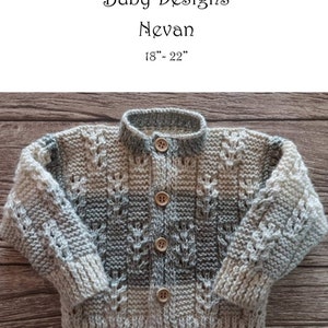 NEVAN:  Baby Boys Cardigan Knitting Pattern Pdf