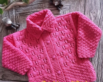 XYLA:  Baby Girls' cardigan sweater pdf knitting pattern