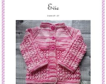 EVIE:  Baby Girls Top-down Cardigan Pdf Knitting Pattern