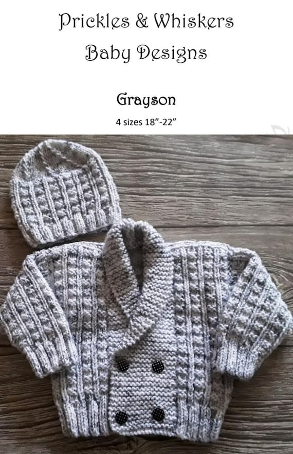 Baby Boys Cardigan Knitting Pattern Pdf Etsy