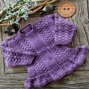 KATHY:  Baby Girls Frilled Cardigan Pdf Knitting Pattern