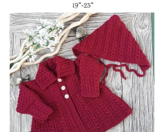 DORIS:  Baby Girl Coat/Jacket + Hat PDF Knitting Pattern