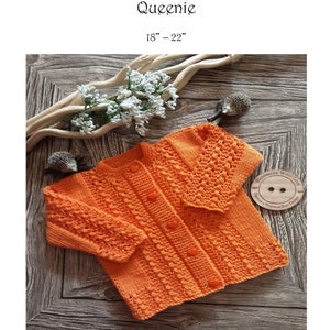 QUEENIE:  Baby Girl cardigan knitting pattern pdf