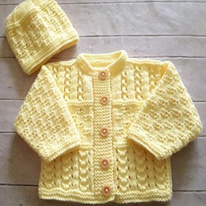LOOBY-LOO:  Baby Girl's Lacy Cardigan Pdf Knitting Pattern