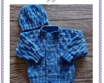 LANDON:  Baby Boys Cardigan + Hat Pdf Knitting Pattern