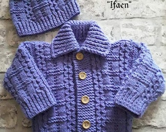 IFAEN:  Baby Boys Cardigan Knitting Pattern PDF