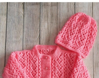 ULANI:  Baby Girl's Lacy Cardigan Pdf Knitting Pattern