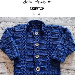 QUINTON:  Baby Boy's Cardigan Knitting Pattern PDF