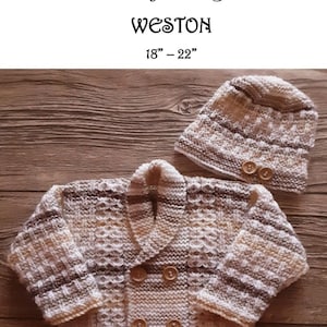 WESTON:  Baby Boys Crossover Cardigan Knitting Pattern PDF