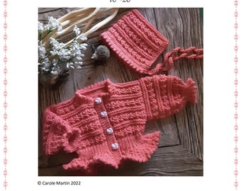 VERDIE:  Baby Girls Frilly Cardigan Pdf  Knitting Pattern