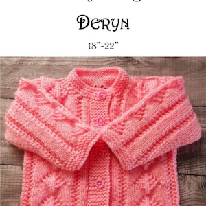 DERYN:  Baby Girls' Frilly Cardigan Pdf Knitting Pattern