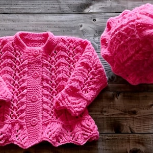 ISLA:  Baby Girl Frilly Cardigan Pdf knitting Pattern