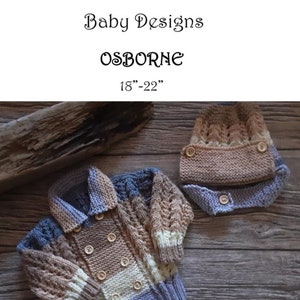 OSBORNE  Baby Boy's Jacket + Hat Pdf Knitting Pattern