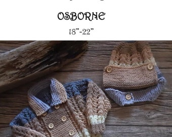 OSBORNE  Baby Boy's Jacket + Hat Pdf Knitting Pattern