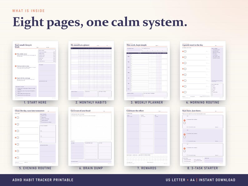 ADHD Habit Tracker Printable, Weekly Planner, Morning Routine, Brain ...