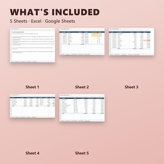 Paycheck Budget Spreadsheet, Budget by Paycheck, Biweekly Bill Calendar, Running Balance, Excel, Google Sheets, Instant Download, image 3