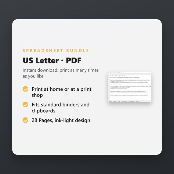 Rental Property Spreadsheet Bundle, Landlord Tracker, Income & Expense Tracker, Schedule E Bookkeeping, US Letter, A4, Instant Download, image 5