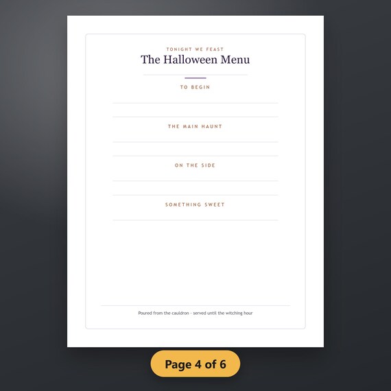 Halloween Place Cards Printable, Fillable Dinner Party Table Set, Menu, Food Labels, Favor Tags, US Letter, A4, Instant Download, image 8