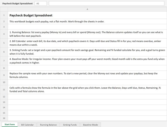 Paycheck Budget Spreadsheet, Budget by Paycheck, Biweekly Bill Calendar, Running Balance, Excel, Google Sheets, Instant Download, image 10