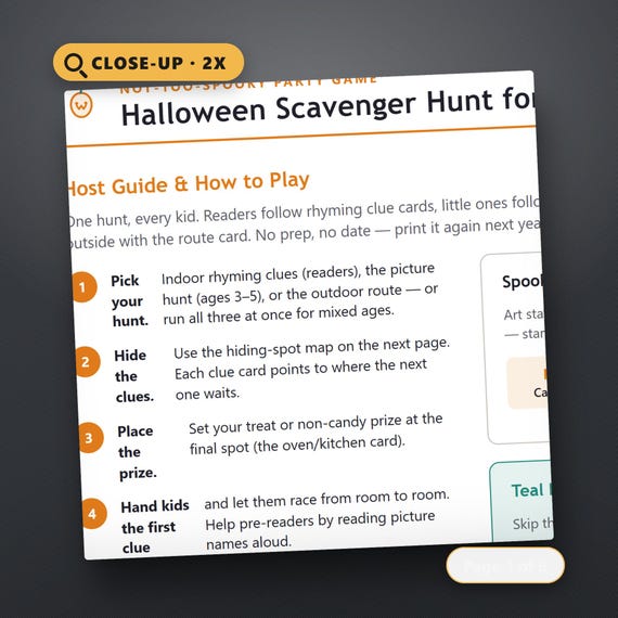 Halloween Scavenger Hunt Printable for Kids, Fillable Rhyming Clue Cards & Picture Hunt, Indoor Outdoor Party Game, US Letter, A4, Instant, image 4